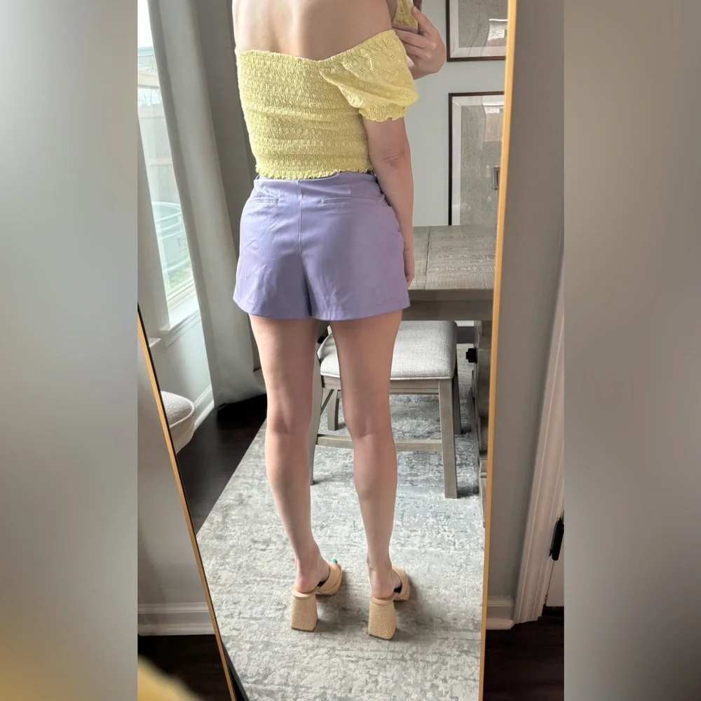 Lavender Purple Faux Leather Women's Shorts - Picture 4 of 16